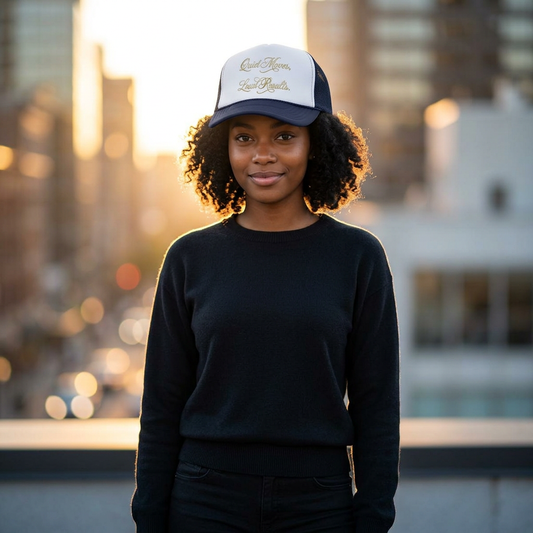 "Quiet Moves, Loud Results" - Embroidered Motivational Mesh Hat